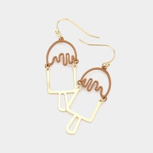 Brown Melting Popsicle Ice Cream Dangle Summer Earrings Fun Statement Jewelry